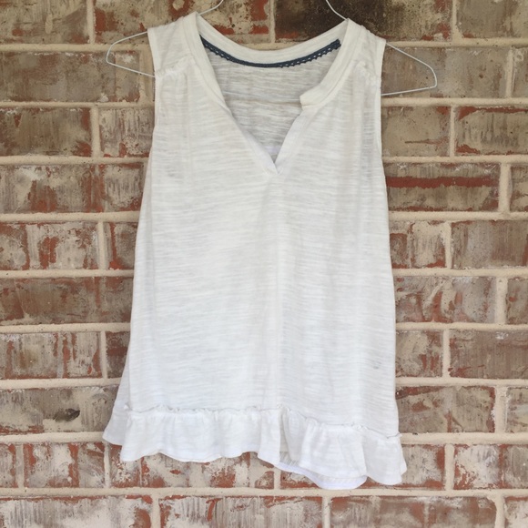 NEW ANTHRO Maeve Poinsot Ruffle-Back Cream Tank XS - Picture 4 of 16